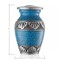 Small Keepsake Cremation Urns for Human Ashes, Set of 4 Blue and Silver w Case